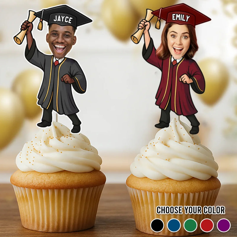 Custom Photo Top Of The Class, Top Of The Cake - Family Personalized Custom Cake Toppers - Graduation Gift For Family Members, Siblings, Brothers, Sisters, Best Friends
