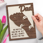 We're Following In Your Footsteps - Family Personalized Custom 2-Layered Wooden Plaque With Stand - Father's Day, Gift For Dad, Grandpa