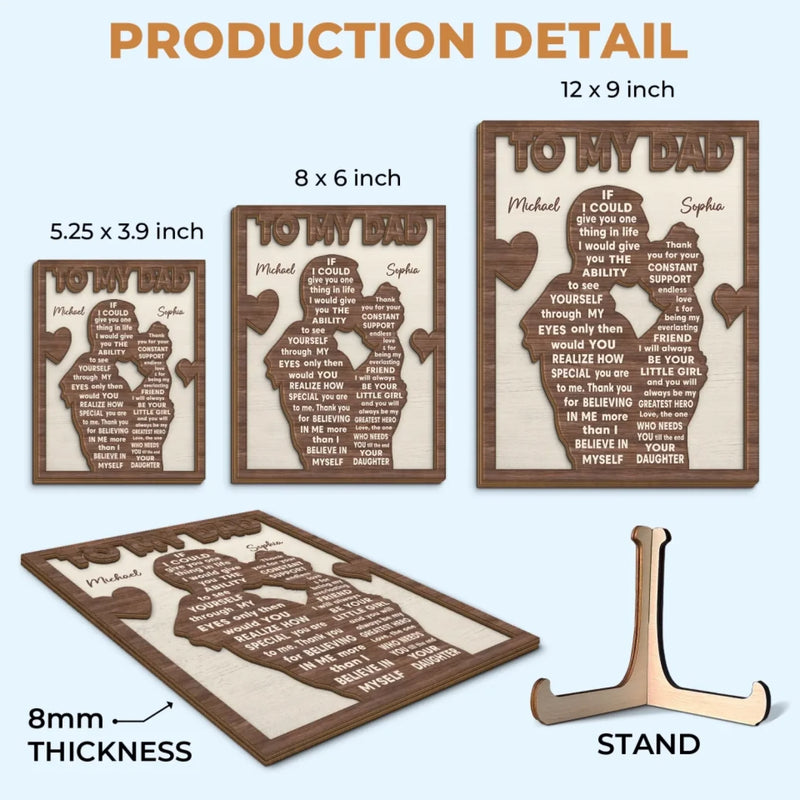 Forever Your Little Girl - Family Personalized Custom 2-Layered Wooden Plaque With Stand - Father's Day, Gift For Dad, Grandpa