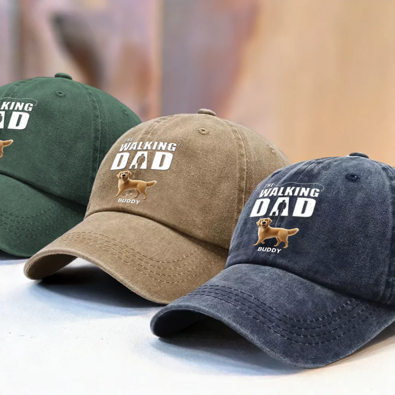 Best Dog Dad On Patrol - Dog Personalized Custom Vintage Washed Denim Baseball Cap - Father's Day,  Gift For Dad, Pet Owners, Pet Lovers