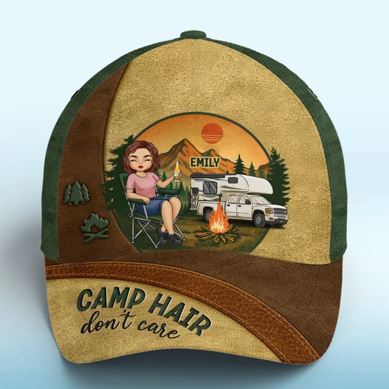 Life Looks Better By The Fire - Camping Personalized Custom Hat, All Over Print Classic Cap - Gift For Campers, RV Travelers