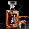 Hors service, sur la plage - Bouteille de whisky en verre personnalisée - Cadeau d'appréciation, de retraite pour vous-même, vos meilleurs amis, vos frères et sœurs, votre famille, vos collègues
