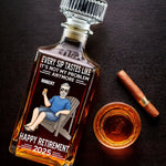 Off The Clock, On The Beach - Personalized Custom Glass Whiskey Bottle - Appreciation, Retirement Gift For Men, Husband, Dad