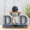 Pitch Perfect Dad - Family Personalized Custom Shaped 2-Layered Wooden Plaque With Flat Stand - Father's Day, House Warming Gift For Dad, Sport Lovers, Sport Players