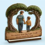 Still Growing, Still Holding On - Family Personalized Custom Shaped 2-Layered Wooden Plaque With Flat Stand - Father's Day, House Warming Gift For Dad, Grandpa