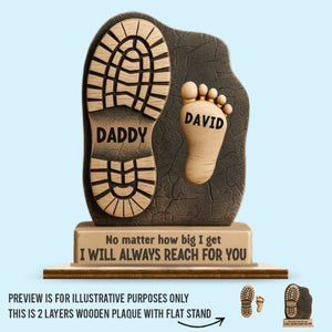 Your Footsteps Led Our Way - Family Personalized Custom Shaped 2-Layered Wooden Plaque With Flat Stand - Father's Day, House Warming Gift For Dad, Grandpa