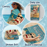 Just A Girl Who Needs Vitamin Sea - Bestie Personalized Custom Beach Towel - Summer Vacation Gift, Birthday Pool Party Gift For Best Friends, Sisters, BFF