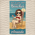Just A Girl Who Needs Vitamin Sea - Bestie Personalized Custom Beach Towel - Summer Vacation Gift, Birthday Pool Party Gift For Best Friends, Sisters, BFF