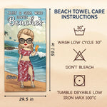 Just A Girl Living Her Beach Dream - Bestie Personalized Custom Beach Towel - Summer Vacation Gift, Birthday Pool Party Gift For Women