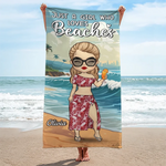 Just A Girl Living Her Beach Dream - Bestie Personalized Custom Beach Towel - Summer Vacation Gift, Birthday Pool Party Gift For Women