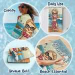 Just A Girl Living Her Beach Dream - Bestie Personalized Custom Beach Towel - Summer Vacation Gift, Birthday Pool Party Gift For Women