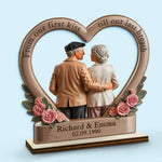 From Our First Kiss Till Our Last Breath - Couple Personalized Custom Shaped 2-Layered Wooden Plaque With Flat Stand - House Warming Gift For Husband, Wife, Couple