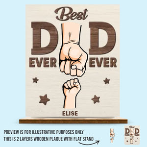 Derrière chaque petit poing se cache un grand amour pour papa - Plaque en bois personnalisée à 2 couches avec support plat - Cadeau de pendaison de crémaillère pour la fête des pères