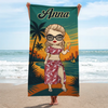 Good Times And Tan Lines - Bestie Personalized Custom Beach Towel - Summer Vacation Gift, Birthday Pool Party Gift For Best Friends, BFF, Sisters