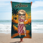 Good Times And Tan Lines - Bestie Personalized Custom Beach Towel - Summer Vacation Gift, Birthday Pool Party Gift For Best Friends, BFF, Sisters