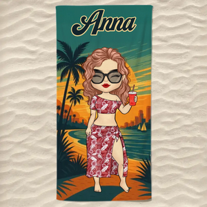 Serviette de plage personnalisée « Bon temps et marques de bronzage » – Cadeau idéal pour les vacances d'été, les anniversaires, les fêtes à la piscine, pour les meilleures amies, les meilleures amies et les sœurs