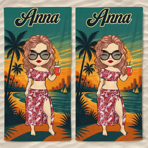 Serviette de plage personnalisée « Bon temps et marques de bronzage » – Cadeau idéal pour les vacances d'été, les anniversaires, les fêtes à la piscine, pour les meilleures amies, les meilleures amies et les sœurs