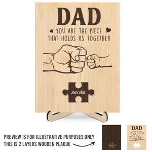 Papa, tu es ce qui nous unit - Plaque en bois personnalisée à 2 couches avec support - Fête des pères, cadeau pour papa, grand-père