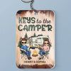 Porte-clés personnalisé en acrylique « Happy Campers » - Cadeau pour mari, femme, anniversaire, amoureux du camping