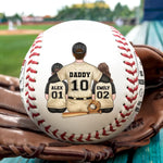Always Our Number One Fan, Forever Our Hero - Family Personalized Custom Leather Baseball - Father's Day, Gift For Dad, Baseball Fans