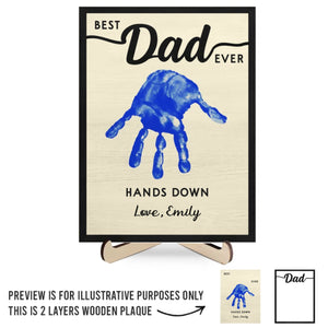 Meilleur papa de tous les temps, haut la main ! Plaque en bois personnalisée à 2 couches avec support pour la famille ! Cadeau pour la fête des pères et les grands-pères.