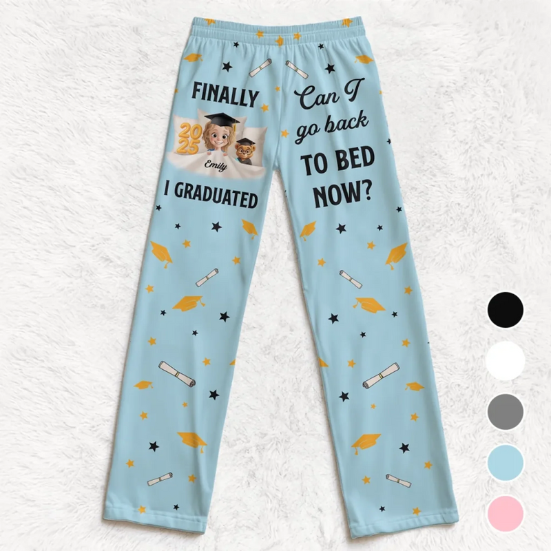 Done Learning, Back To Dreaming - Family Personalized Custom Pajama Pants - Graduation Gift For Family Members, Siblings, Brothers, Sisters