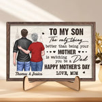 To My Son, With Pride And Love - Family Personalized Custom 2-Layered Wooden Plaque With Stand - Father's Day, Mother's Day, Gift For Son, Dad