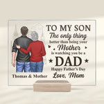 Celebrating The Man You've Become - Family Personalized Custom Rectangle Shaped Acrylic Plaque - Father's Day, Mother's Day, Gift For Son