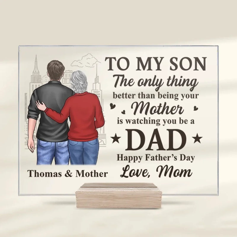 Celebrating The Man You've Become - Family Personalized Custom Rectangle Shaped Acrylic Plaque - Father's Day, Mother's Day, Gift For Son