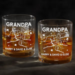 Fist Bumps And Good Times - Family Personalized Custom Whiskey Glass - Father's Day, Gift For Dad, Grandpa