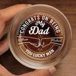 You Hit The Jackpot With Me, Dad - Family Personalized Custom Whiskey Glass - Father's Day, Gift For Dad