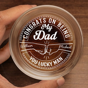 Tu as gagné le jackpot avec moi, papa - Verre à whisky personnalisé pour la famille - Fête des pères, cadeau pour papa