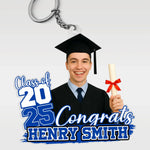 Custom Photo One Chapter Ends, Another Begins - Family Personalized Custom Shaped Acrylic Keychain - Graduation Gift For Family
