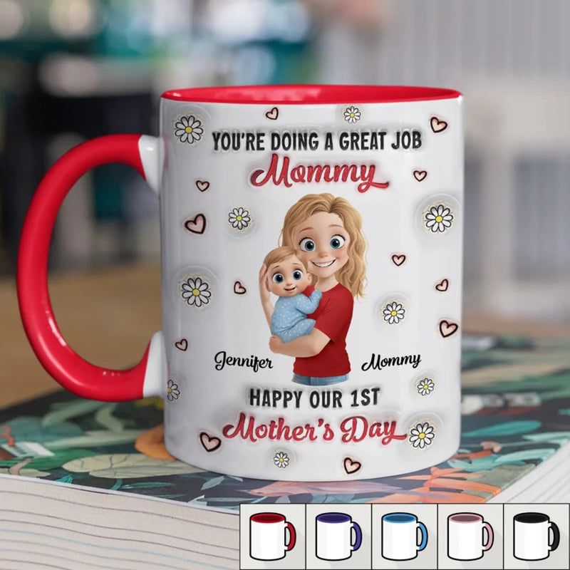 You Make Every Day Brighter - Family Personalized Custom 3D Inflated Effect Printed Accent Mug - Mother's Day, Baby Shower Gift, Gift For First Mom