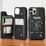 Dad Life Powered By Love - Family Personalized Custom Leather Flip Wallet Phone Case - Father's Day, Gift For Dad, Grandpa