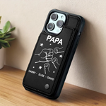 Dad Life Powered By Love - Family Personalized Custom Leather Flip Wallet Phone Case - Father's Day, Gift For Dad, Grandpa