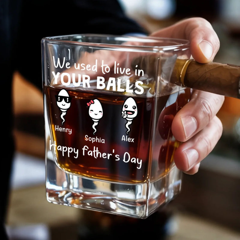 You’re Welcome For Being The Reason You Drink - Family Personalized Custom Whiskey Glass With Cigarette Holder - Father's Day, Gift For Dad