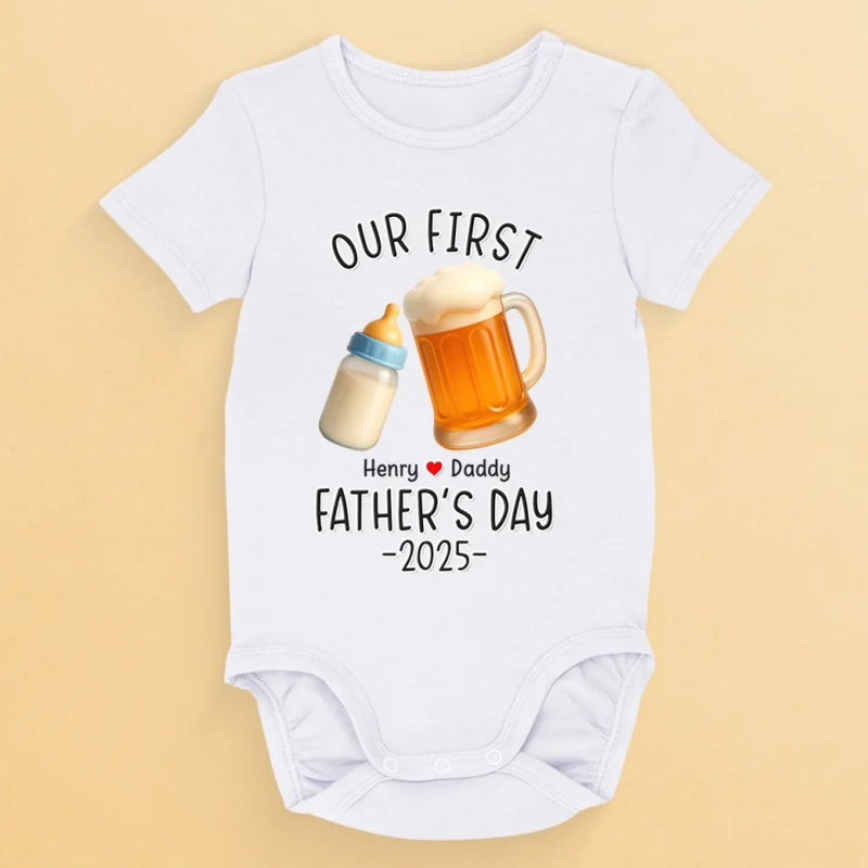 Milk For Me, Beer For You - Family Personalized Custom Baby Onesie - Father's Day, Baby Shower Gift, Gift For First Dad, Baby Kids, Newborn Baby