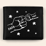 Holding Love In Every Sip - Family Personalized Custom Double-Sided Printed Leather Wallet - Father's Day, Gift For Dad, Grandpa