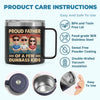 Proud Father Of A Few Dumbass Kids - Family Personalized Custom 14oz Stainless Steel Tumbler With Handle - Father's Day, Gift For Dad, Grandpa