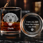 Custom Photo You're Pawsitively The Best, Dad - Dog & Cat Personalized Custom Whiskey Glass With Bottom And Side Engraving - Father's Day,  Gift For Dad, Dog Lovers