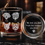 Custom Photo You're Pawsitively The Best, Dad - Dog & Cat Personalized Custom Whiskey Glass With Bottom And Side Engraving - Father's Day,  Gift For Dad, Dog Lovers