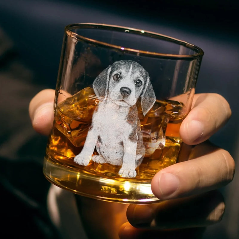 Custom Photo You're My Always And Forever - Memorial Personalized Custom Whiskey Glass With Bottom And Side Engraving - Sympathy Gift For Pet Owners, Pet Lovers