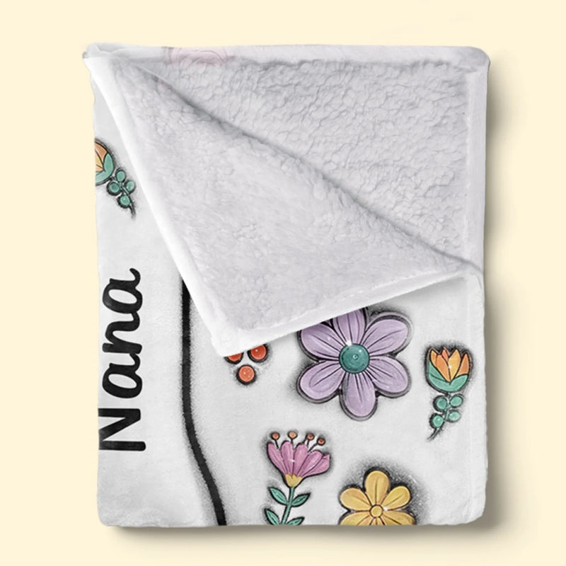 Hands Holding Nana With Love - Family Personalized Custom 3D Inflated Effect Printed Blanket - Mother's Day, Gift For Mom, Grandma