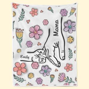 Mains tenant Nana avec amour - Couverture familiale personnalisée à effet gonflé 3D - Cadeau pour la fête des mères, maman, grand-mère