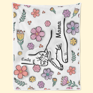 Mains tenant Nana avec amour - Couverture familiale personnalisée à effet gonflé 3D - Cadeau pour la fête des mères, maman, grand-mère