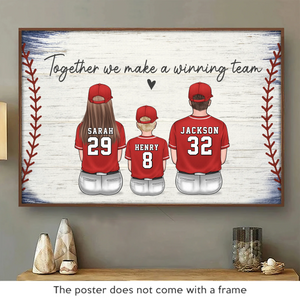 Famille, l'équipe gagnante ultime - Affiche horizontale personnalisée pour la famille - Fête des pères, cadeau pour papa, amateurs de sport, joueurs de sport