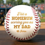 I Hit A Homerun Scoring You As My Dad - Family Personalized Custom Leather Baseball - Father's Day, Gift For Dad, Sports Fans