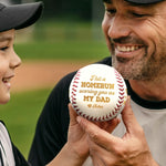 I Hit A Homerun Scoring You As My Dad - Family Personalized Custom Leather Baseball - Father's Day, Gift For Dad, Sports Fans