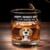 Bonne fête des pères à mon incroyable papa ! Verre à whisky personnalisé avec chien ! Cadeau pour la fête des pères, pour les propriétaires d'animaux et les amoureux des animaux.